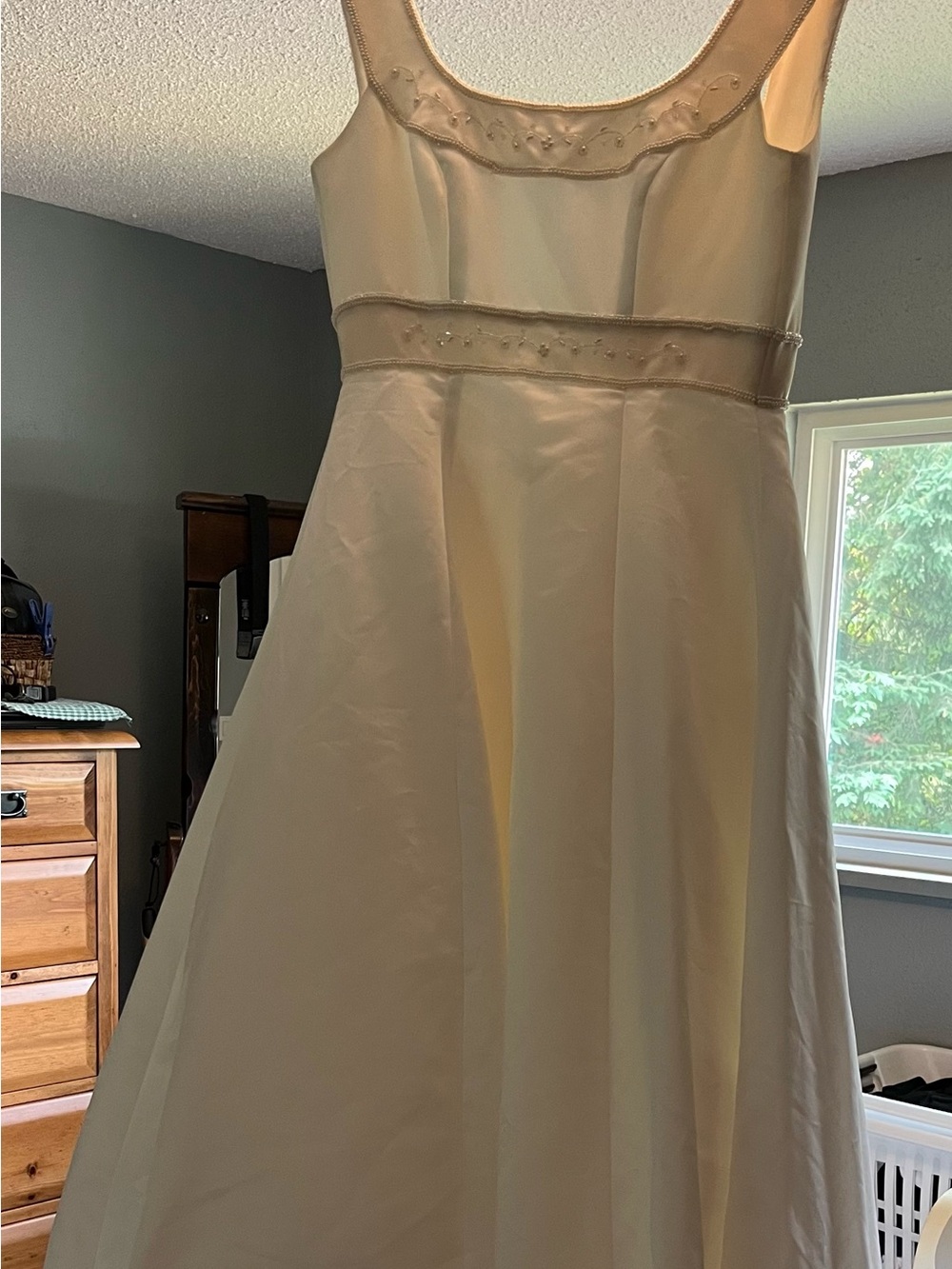 Mori Lee Cream Maxi Skirt with Subtle A-Line Draping